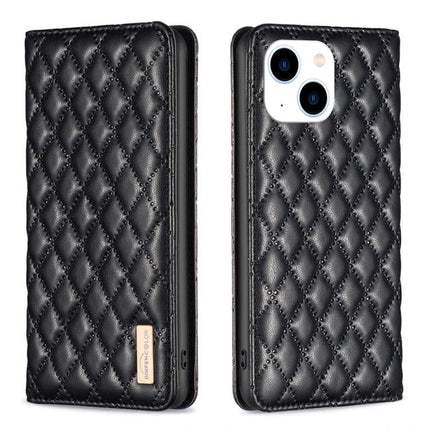 Protective Leather Flip Case For iPhone With Built In Stand For Everyday Use On The Go - black quilted PU leather wallet case with integrated stand