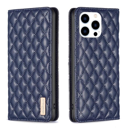 Leather Flip Case For iPhone Everyday Protection - navy quilted PU leather with built-in stand and precise cutouts for iPhone 16