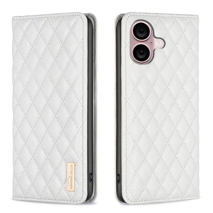 Leather Flip Case For iPhone Everyday Protection - white quilted PU exterior with TPU interior and built-in stand, full port and sensor access