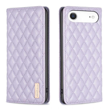 Flip Leather Case For iPhone With Stand For Everyday Use Slim Secure Protection Easy To Grasp - lavender quilted folio with stand, slim PU leather