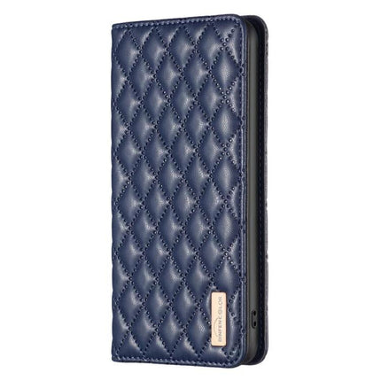 Flip Leather Case For iPhone With Stand For Everyday Use Slim Secure Protection Easy To Grasp - quilted navy PU flip cover with stand