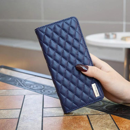 Flip Leather Case For iPhone With Stand For Everyday Use Slim Secure Protection Easy To Grasp - navy quilted wallet style with stand