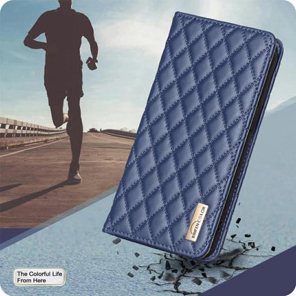 Flip Leather Case For iPhone With Stand For Everyday Use Slim Secure Protection Easy To Grasp - navy quilted PU folio with built-in stand