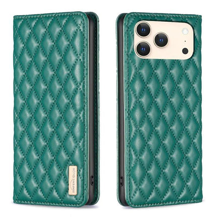Flip Leather Case For iPhone With Stand For Everyday Use Slim Secure Protection Easy To Grasp - quilted green PU flip cover with stand and precise cutouts