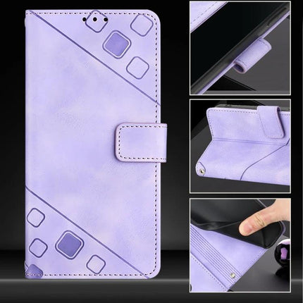 Leather Phone Case With Card Slots For Everyday Use - slim embossed purple wallet case with TPU frame and magnetic clasp