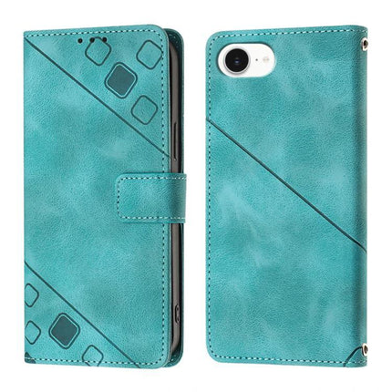 Leather Phone Case With Card Slots For Everyday Use - teal embossed leather wallet case with card slots, slim TPU frame, magnetic closure