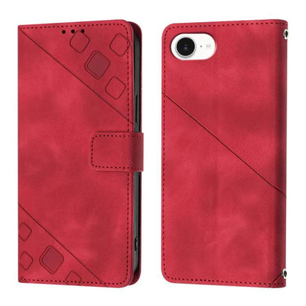 Leather Phone Case With Card Slots For Everyday Use - red embossed leather folio with card slots and TPU frame