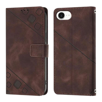 Leather Phone Case With Card Slots For Everyday Use - slim embossed leather wallet case with TPU frame, card slots and magnetic closure, brown