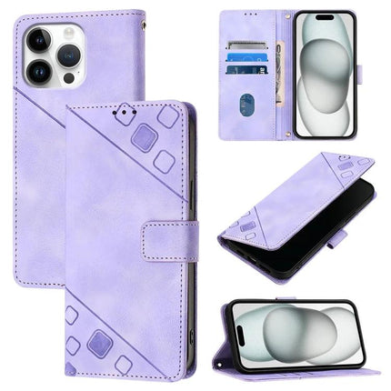 Leather Phone Case With Card Slots For Everyday Use - slim embossed lavender wallet case with TPU frame, card slots and kickstand for daily commutes