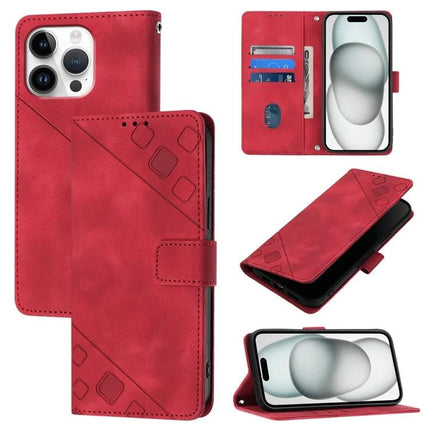 Leather Phone Case With Card Slots For Everyday Use - slim embossed red wallet case with multiple card slots and TPU frame