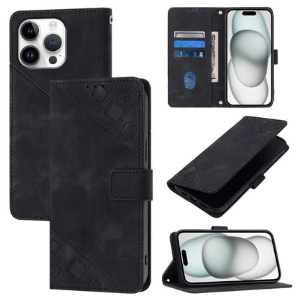 Leather Phone Case With Card Slots For Everyday Use - slim embossed leather wallet case with TPU frame, card slots, cash pocket and magnetic closure