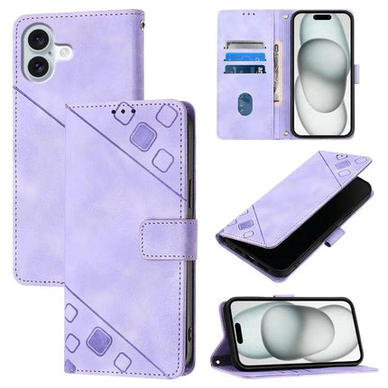 Leather Phone Case With Card Slots For Everyday Use - slim embossed lavender wallet case with TPU frame, card pockets and kickstand