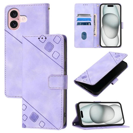 Leather Phone Case With Card Slots For Everyday Carry - lavender embossed wallet case with TPU bumper, card slots and stand for smartphone