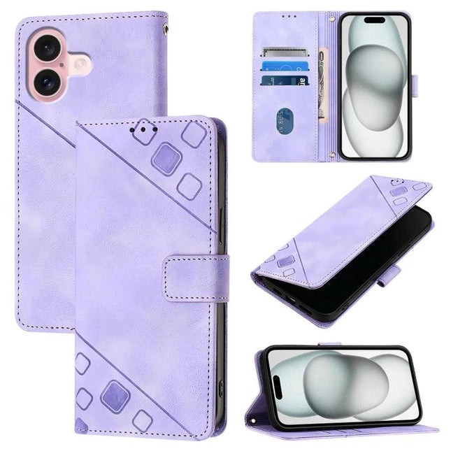 Leather Phone Case With Card Slots For Everyday Carry - lavender embossed wallet case with TPU bumper, card slots and stand for smartphone