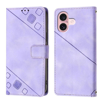 Leather Phone Case With Card Slots For Everyday Carry - lavender embossed wallet cover with TPU bumper and card slots
