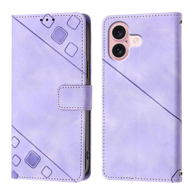 Leather Phone Case With Card Slots For Everyday Carry - lavender embossed wallet cover with TPU bumper and card slots