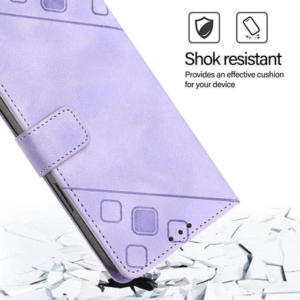 Leather Phone Case With Card Slots For Everyday Carry - lavender embossed leather wallet case with TPU bumper and card slots, shock-resistant protection