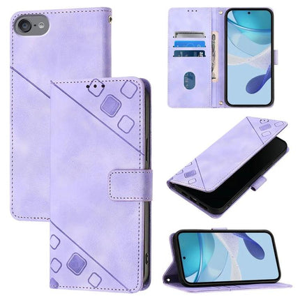 Leather Phone Case With Card Holder For Everyday On The Go - embossed lavender wallet case with 3 card slots and cash pocket