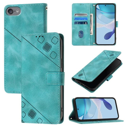 Leather Phone Case With Card Holder For Everyday On The Go - teal embossed leather wallet case with 3 card slots and cash pocket