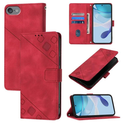 Leather Phone Case With Card Holder For Everyday On The Go - red embossed leather wallet case with 3 card slots and cash pocket