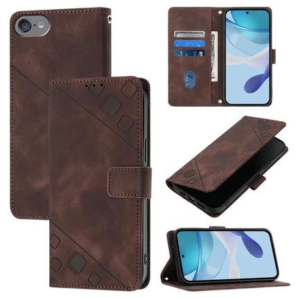 Leather Phone Case With Card Holder For Everyday On The Go - brown embossed leather wallet case with card slots, cash pocket and phone protection