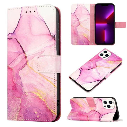 Stylish Leather Flip Case With Card Slots For Daily Phone Use - pink marble PU leather wallet cover with TPU interior and stand