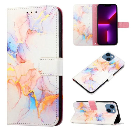 Stylish Leather Flip Case With Card Slots For Daily Phone Use - watercolor marble PU leather wallet case with card slots and magnetic closure