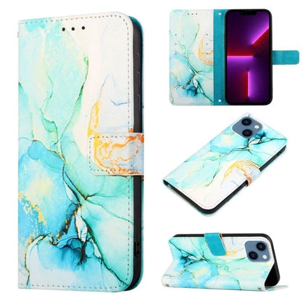 Stylish Leather Flip Case With Card Slots For Daily Phone Use - teal marble PU leather wallet case with card slots and TPU interior