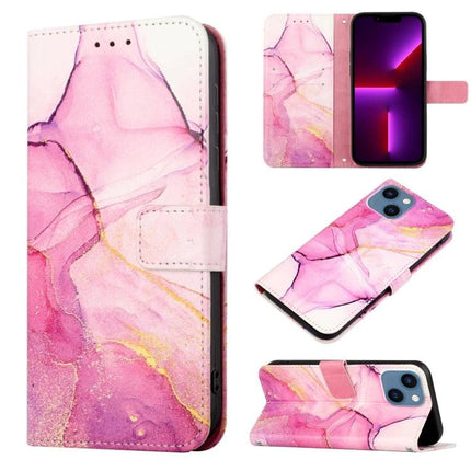 Stylish Leather Flip Case With Card Slots For Daily Phone Use - pink marble PU leather wallet case with TPU interior and card slots