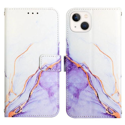 Marble Pattern Leather Flip Case For Everyday Phone Use Protects From Scratches On The Go - purple marble PU leather wallet case with stand