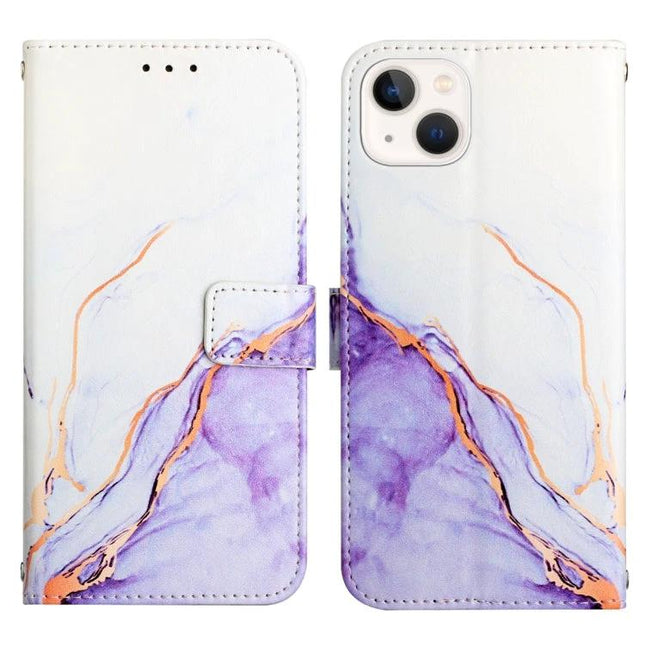 Marble Pattern Leather Flip Case For Everyday Phone Use Protects From Scratches On The Go - purple marble PU leather wallet case with stand