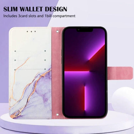 Marble Pattern Leather Flip Case For Everyday Phone Use Protects From Scratches On The Go - slim wallet design with card slots and stand