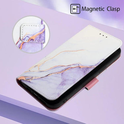 Marble Pattern Leather Flip Case For Everyday Phone Use Protects From Scratches On The Go - purple marble PU leather wallet case with magnetic clasp and stand