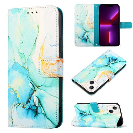 Marble Pattern Leather Flip Case For Everyday Phone Use Protects From Scratches On The Go - teal marble PU leather wallet phone case with stand