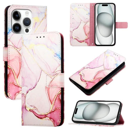 Marble Pattern Leather Flip Case For Everyday Phone Protection On The Go Daily Use - pink marble PU leather wallet case with card slot and TPU interior