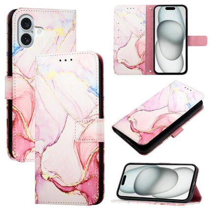 Marble Pattern Leather Flip Case For Everyday Phone Protection On The Go Daily Use showing pink marble PU leather wallet case with TPU interior and card slot