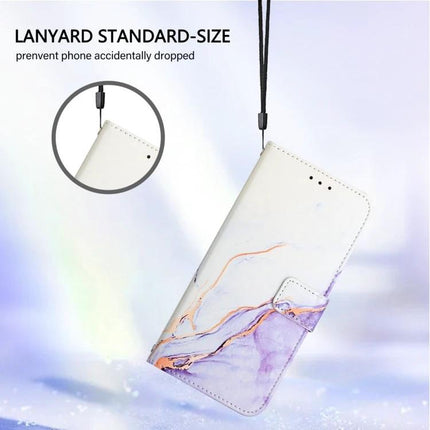 Stylish Leather Flip Case With Card Slots For Daily Phone Use - marble PU leather wallet case with lanyard and TPU interior for commuting protection