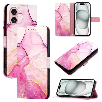 Stylish Leather Flip Case With Card Slots For Daily Phone Use - pink marble PU leather wallet phone case with TPU interior