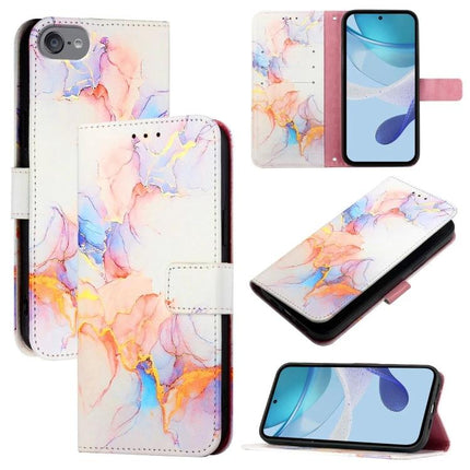 Marble Pattern Leather Flip Case For Everyday Phone Use Protects From Scratches On The Go - pastel watercolor wallet cover with card slots and stand