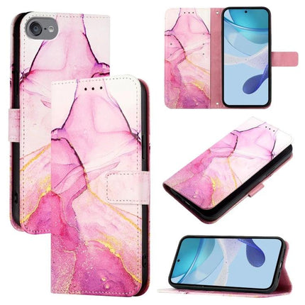 Marble Pattern Leather Flip Case For Everyday Phone Use Protects From Scratches On The Go - pink marble PU leather wallet flip cover with stand