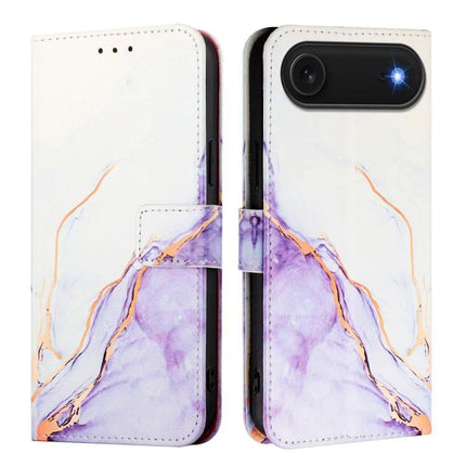 Marble Pattern Leather Flip Case For Everyday Phone Protection On The Go Daily Use - purple marble PU leather wallet phone case