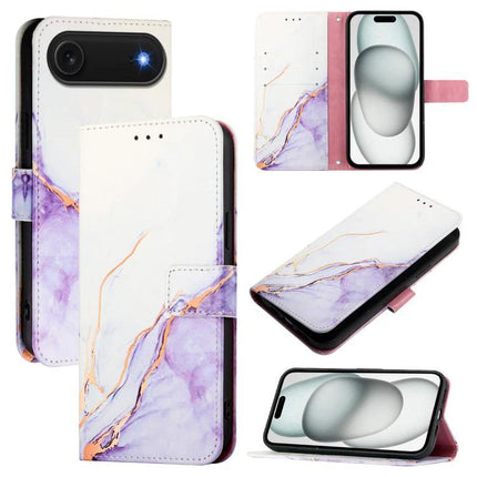 Marble Pattern Leather Flip Case For Everyday Phone Protection On The Go Daily Use - purple marble PU leather wallet phone case with card slot