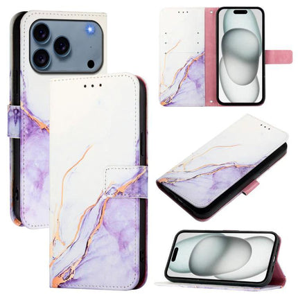 Leather Flip Case for Everyday Phone Protection - marble purple PU leather wallet case with card slots and hands-free flip stand