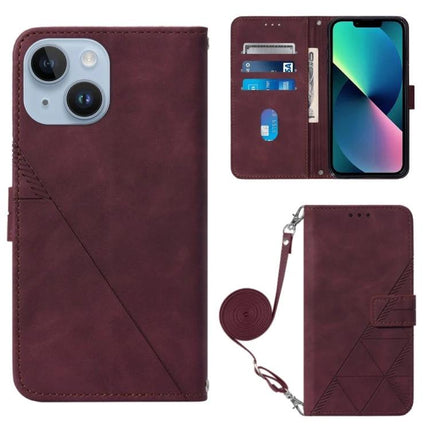 Crossbody Leather Flip Phone Case For Everyday Carry in burgundy with adjustable lanyard, card slots, magnetic closure and charging port access