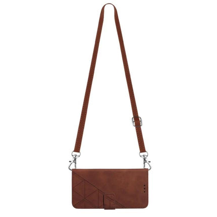 Crossbody Phone Case for Daily Outings Hands Free Carry With Lanyard and Secure Access brown PU TPU crossbody phone case with adjustable strap