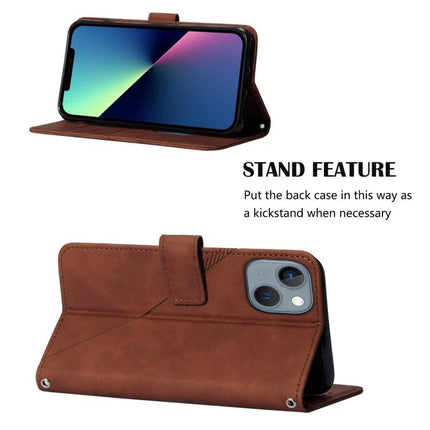 Crossbody Phone Case for Daily Outings Hands Free Carry With Lanyard and Secure Access brown PU TPU wallet case with stand and kickstand view