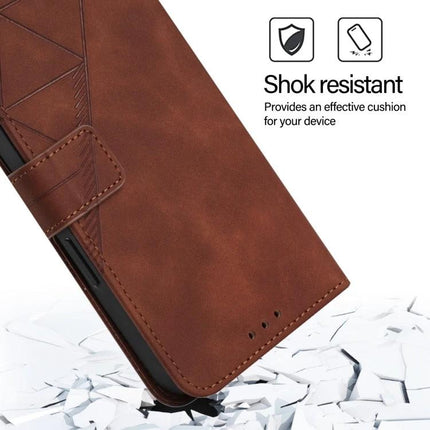 Crossbody Leather Flip Phone Case For Everyday Carry in brown PU leather with shock-resistant protection and adjustable crossbody lanyard