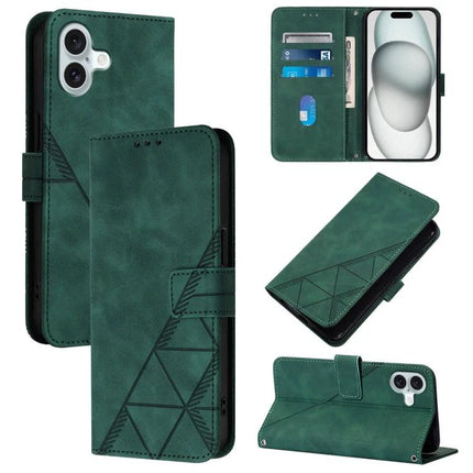Leather Flip Phone Case for Everyday Carry with Card Storage and Gentle Protection - green PU wallet case with lanyard, cards, stand, TPU shell