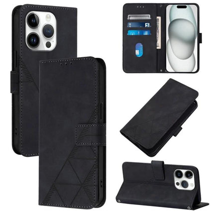 Leather Flip Phone Case for Everyday Carry with Card Storage and Gentle Protection - black PU wallet with lanyard, card slots, stand