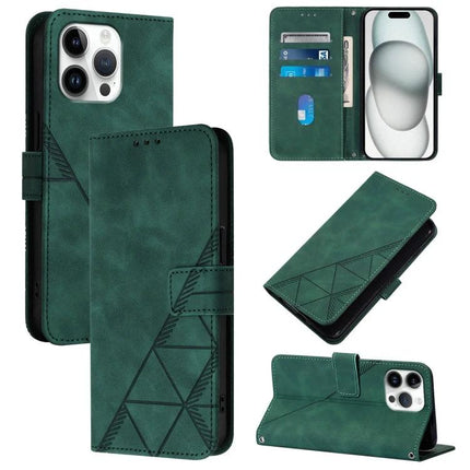 Leather Flip Phone Case for Everyday Carry with Card Storage and Gentle Protection - green PU wallet case with lanyard, card slots and kickstand